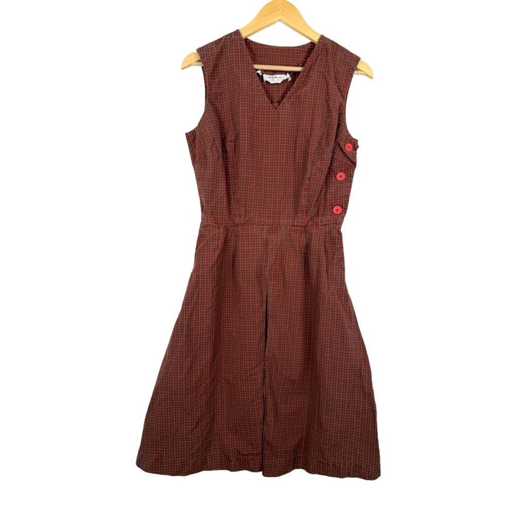 VTG Patty Woodard of California‎ gingham fitted dress red retro sz S